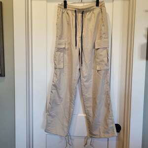 Manfinity Men's Khaki Polyester Drawstring Cargo Pants, S